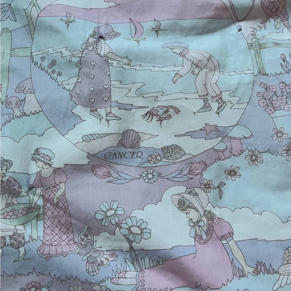 Kaiwai Pink Purple Children Victorian Astrology Lap Quilt Pastel 53” x 40”